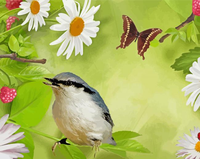 Birds Flowers And Butterflies Diamond Paintings