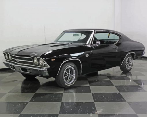 Black 1969 Chevy Chevelle Car Diamond Paintings