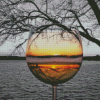 Black And White Sunset Through Glass Ball Diamond Paintings