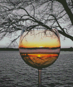 Black And White Sunset Through Glass Ball Diamond Paintings