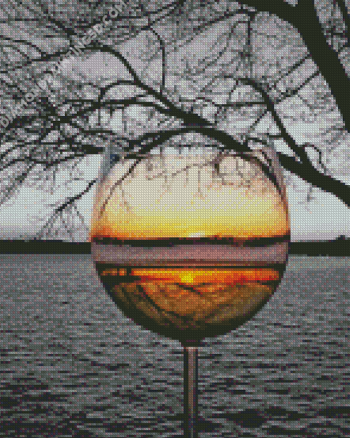 Black And White Sunset Through Glass Ball Diamond Paintings