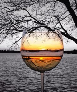 Black And White Sunset Through Glass Ball Diamond Paintings