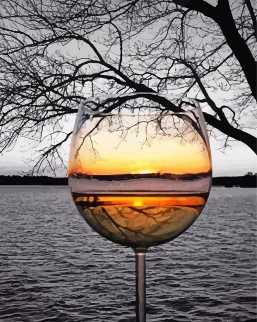 Black And White Sunset Through Glass Ball Diamond Paintings