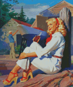 Blonde Pin Up Girl Diamond Paintings