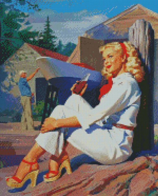 Blonde Pin Up Girl Diamond Paintings