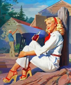 Blonde Pin Up Girl Diamond Paintings