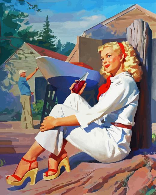 Blonde Pin Up Girl Diamond Paintings