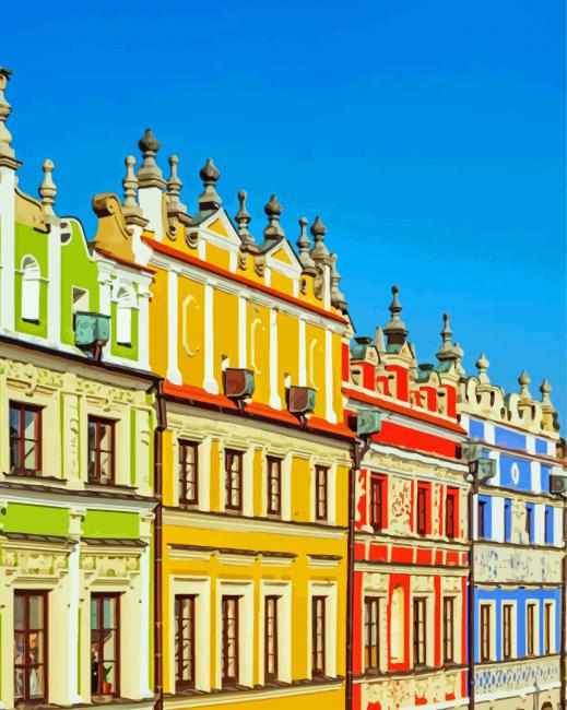 Colorful Historic Houses Diamond Paintings