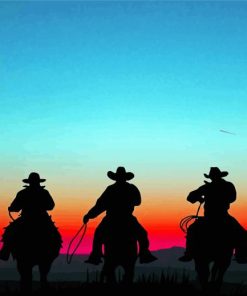 Cowboys And Horses Silhouette Diamond Paintings