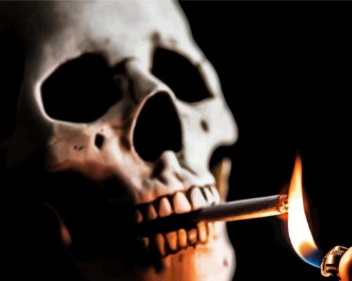 Creepy Skull With Cigarette Diamond Paintings