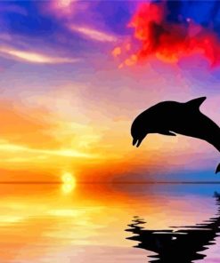 Dolphin At Sunset Diamond Paintings