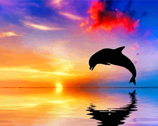 Dolphin At Sunset Diamond Paintings