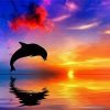 Dolphin Silhouette At Sunset Diamond Paintings