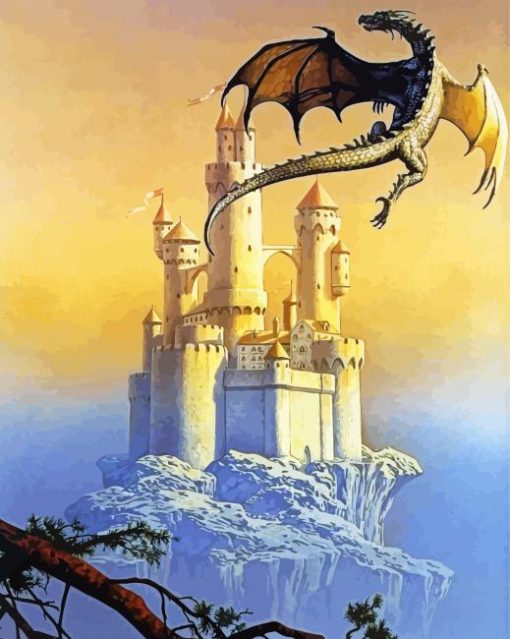 Dragon And Castle Art Diamond Paintings