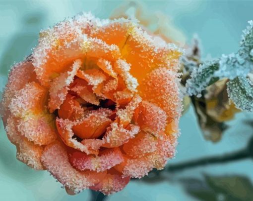 Frozen Peach Roses Diamond Paintings