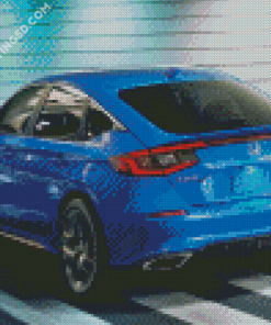 Blue Honda Hatchback Car Diamond Paintings