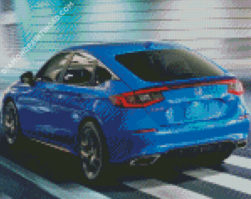 Blue Honda Hatchback Car Diamond Paintings