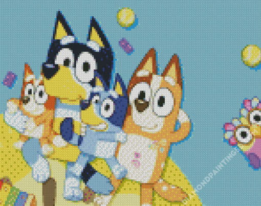 Bluey Cartoon Family Diamond Paintings