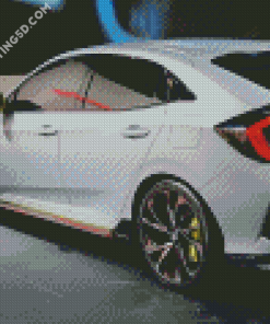 White Honda Hatchback Sport Car Diamond Paintings