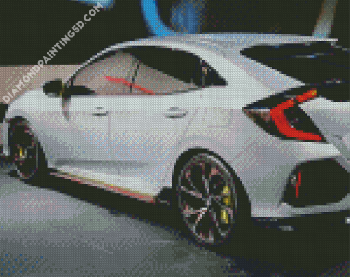 White Honda Hatchback Sport Car Diamond Paintings