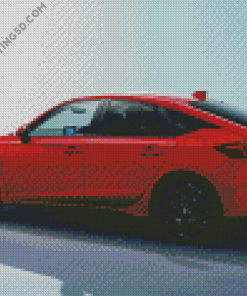 Red Honda Hatchback Sport Car Diamond Paintings