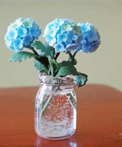 Hydrangeas In Jar Of Flowers Diamond Paintings