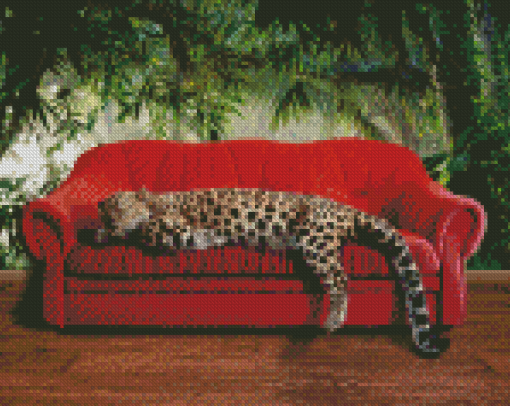 Leopard On Sofa Diamond Paintings