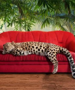 Leopard On Sofa Diamond Paintings