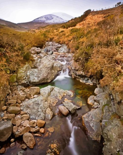 Mourne Snowy Mountains Waterfall Diamond Paintings