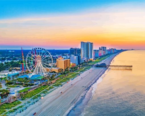 Myrtle Beach At Sunset Diamond Paintings