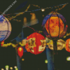 Paper Lanterns At Night Diamond Paintings