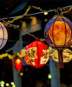 Paper Lanterns At Night Diamond Paintings