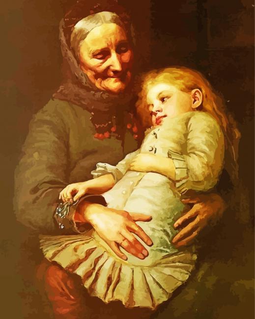 Precious Moments With Grandmother Diamond Paintings