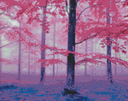 Purple Fall Forest Diamond Paintings