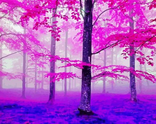 Purple Fall Forest Diamond Paintings