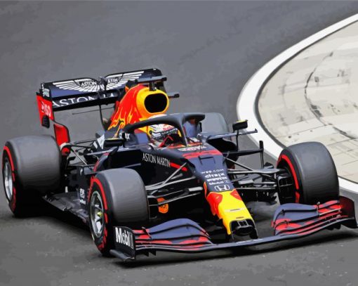 Red Bull Race Car On Road Diamond Paintings