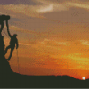 Rock Climbing Silhouette Sunset Diamond Paintings