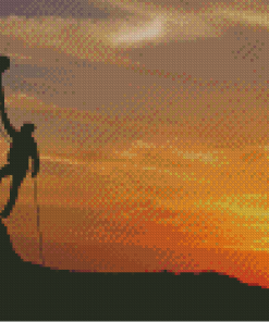 Rock Climbing Silhouette Sunset Diamond Paintings