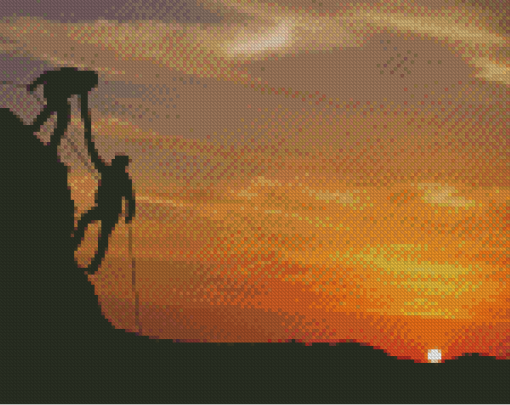 Rock Climbing Silhouette Sunset Diamond Paintings