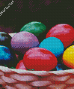 Basket Of Colorful Chicken Eggs Diamond Paintings