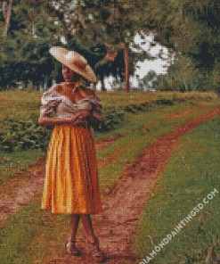 Beautiful Cottage Girl IIn Hat Diamond Paintings