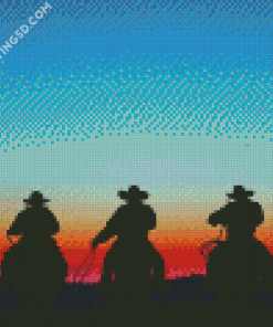 Cowboys And Horses Silhouette Diamond Paintings