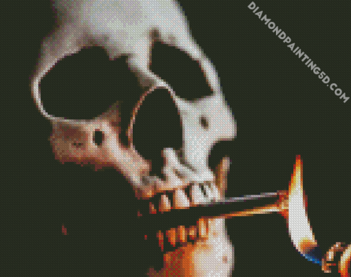 Creepy Skull With Cigarette Diamond Paintings