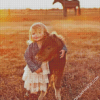 Little Girl With Mini Horse Diamond Paintings