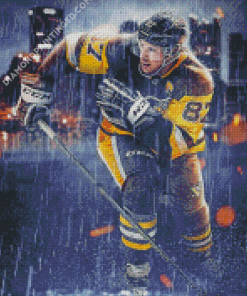 NHL Player Under Rain Diamond Paintings