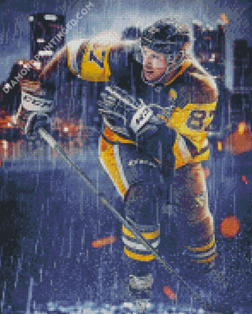 NHL Player Under Rain Diamond Paintings