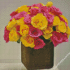 Yellow And Pink Roses Bouquet Diamond Paintings