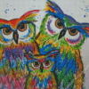 Abstract Owls Family Diamond Paintings