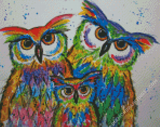 Abstract Owls Family Diamond Paintings