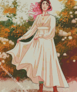 Cottagecore Girl With Pink Hair Diamond Paintings